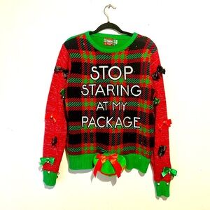 Men’s Spencer's Workshop" Christmas holiday ugly sweater size Medium festive